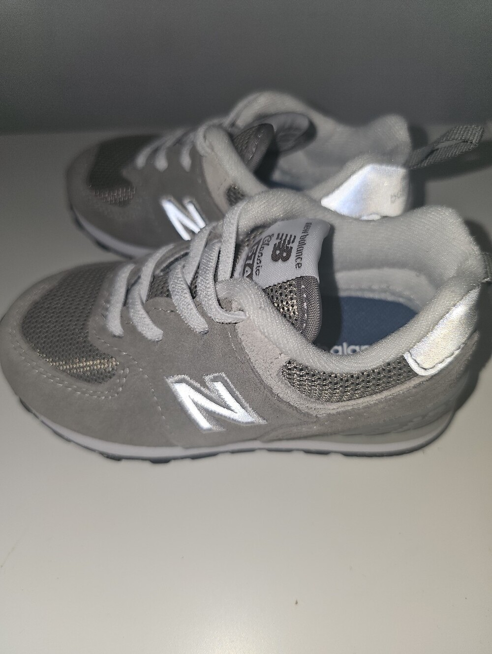 NWT | 7 Toddler | New Balance | Grey White 574 Core Bungee Sneakers